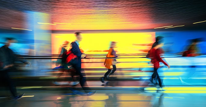motion blurred pedestrians
