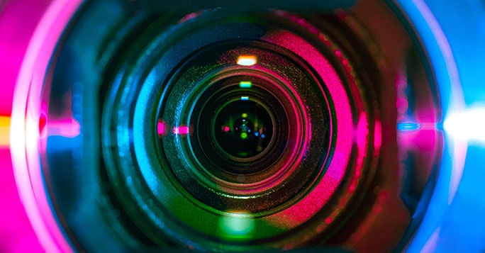 close up of a camera lens