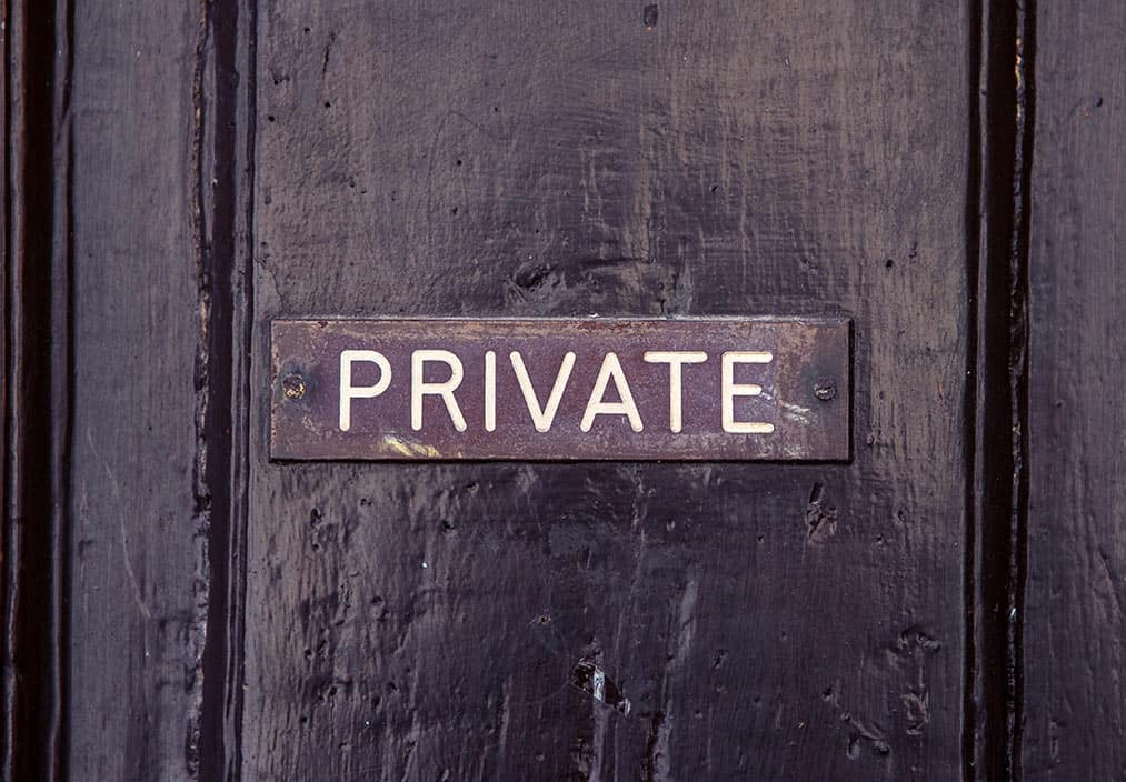 private sign on door