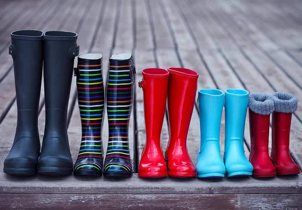 row of wellies