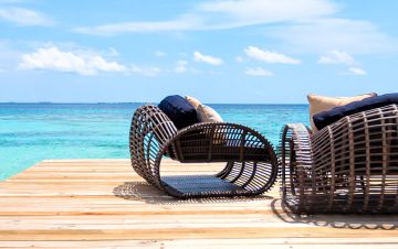 sunbeds on a sunny deck