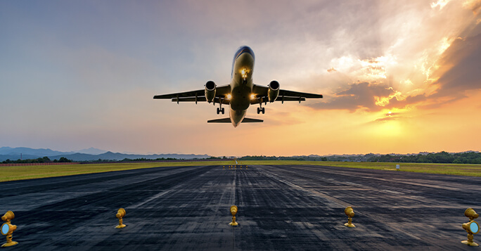 passenger plane take-off runway from airport