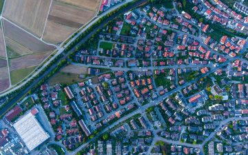 An aerial view of a housing estate